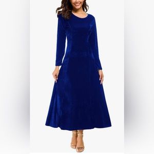Royal Blue velvet maxi dress, L